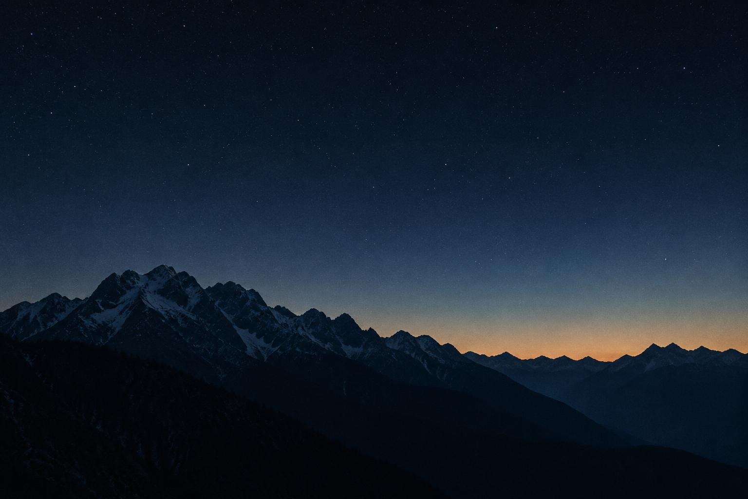 An illustrative night-sky landscape of the Himalayan mountains